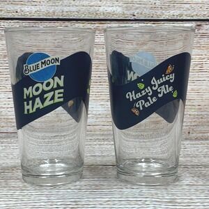 Blue Moon‎ Moon Haze Hazy Juicy Pale Ale Beer Pint Glass Set of 2